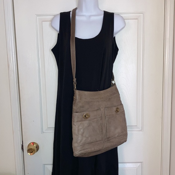 Cadelle Real Leather VintageTaupe Purse Crossbody Shoulder Bag EUC - Picture 3 of 10